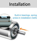 Close-up of the 2 Pack Stainless Steel Idler Rollers Heavy Duty Workhorse With Spring Pressed Axle showing installation method.