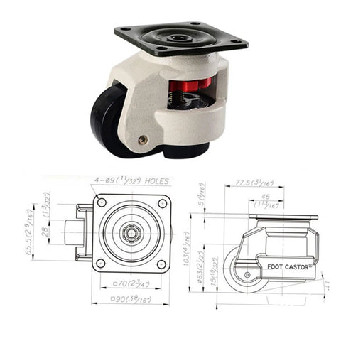 Beefy 4 Pack Heavy Duty Workbench Casters Leveling With 500kg Capacity Universal Adjustable Transport Wheels Flat Plate Swivel Feet for carts