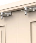 Sturdy Kid Safe Door Top Lock for 0.8 To 2 Inch Thick Doors, Adjustable Metal Top Lock Two Pack placed on double doors