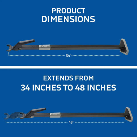 Heavy Duty Door Security Bar With One Ton Strength, Adjustable Aluminum Jammer extends 34 to 48 inches for inward doors