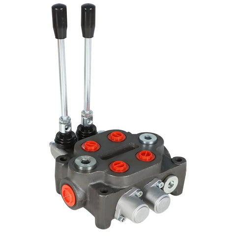 Heavy Duty 2 Spool Hydraulic Directional Control Valve With Joystick, 25 GPM Flow, 3000 PSI Max, BSPP Ports, cast iron