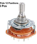 Five Pieces 1 Pole 12 Position Rotary Switch With 6mm Knurled Shaft 13 Pin Band Selector for DIY Electronics Projects