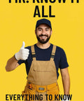 Smiling male handyman with tools and gloves demonstrating knowledge for solid flooring guide for homeowners picking hardwood lvp laminate or tile plus waterproof spc and wpc options with straight up install steps subfloor prep underlayment advice and easy care routines that are totally dope for any weekend diy project.