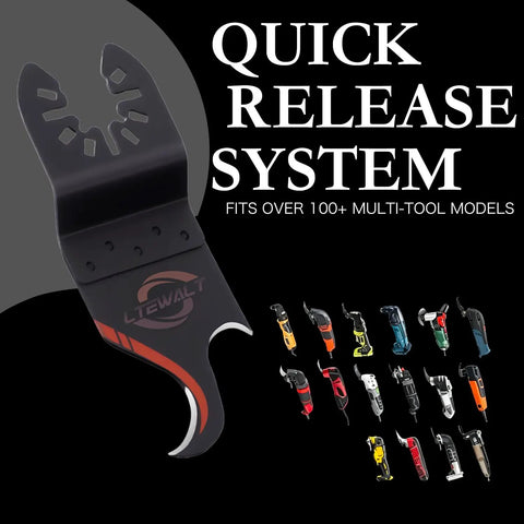 Quick release system for 14 Piece Hook Knife Blade Set For Oscillating Tools Cutting Roofing Shingles PVC Floor Carpet