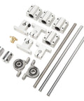 Pro Grade Lead Screw And Linear Guide Kit With 2 guide rods, 4 SC8UU bearing blocks, 4 supports, and lead screw for motors