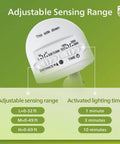 Close-up of adjustable settings on Lit 72W LED Security Flood Light With Motion Sensor, 7400 Lumen Aluminum Outdoor Light