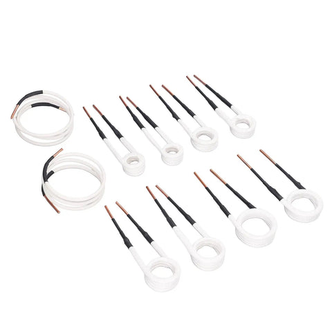 Top Shelf Induction Heater Coil Kit Using Premium Brass Core Wire Shaped To Blast Through Frozen Hardware And Scaly Bolts Delivers Sweet Storage Simplicity Through A Lightweight Carry Tub For Road Warriors: 10 white and copper induction wires.