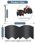 Diagram showing No Dig Garden Edging Kit dimensions and interlocking design with 6-inch tall panels and stakes.