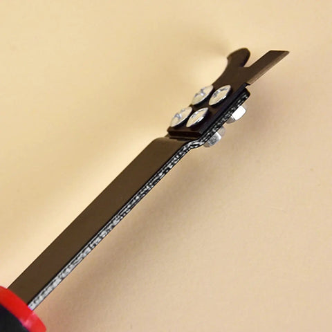 Gypsum Board Cutter With Rubber Handle And 55 Manganese Steel Blade For Fast Clean Cuts On Gypsum Cement Board Acrylic And Plexiglass Plates For Pro DIYers angled blade close-up