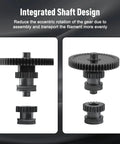 Beefed-Up Dual Gear Extruder Upgrade Kit for Elegoo 4 Pro Plus Max, integrated shaft design with mold steel gears for precise feeding.