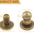 Supercharge Your Daily Craft Gear With Slick Heavy Duty Metal Button Studs And Rivets Perfect For Leather Work Sewing And Dope Accessory Making Premium Zinc Alloy Mixed Silver Gold Black Bronze Shiny Finish One Hundred Piece Set showing brass metal button stud dimensions.