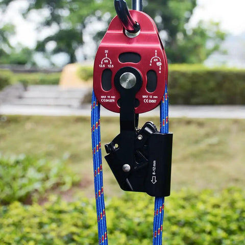 Self Locking Pulley With Progress Capture Swing Side For Heavy Hauling And Lifting System Aluminum Alloy Wheel 400 Kg Load 25 KN Breaking Strength ball bearing pulley with 8-12 mm rope
