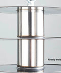 Close-up view of the sturdy stainless steel structure of the Heavy Duty Rotating Wire Spool Rack No Sweat Turntable Cable Caddy.