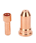 Solid Crafted 1.5Mm Copper Nozzle Electrode Kit With 10 Pieces For PT100 Series Plasma Cutter, two copper components displayed.