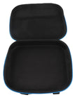 Open Tough EVA Tool Case For Cordless Drill, Driver, Grinder And Scissors, showing interior mesh pocket, black with blue trim.