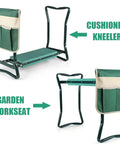 Heavy Duty Garden Kneeler And Seat With Soft EVA Kneeling Pad, Foldable Gardener Stool With Tool Pouch, Sturdy Steel Frame