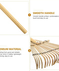 Image of Lightweight Bamboo Rake With Wooden Handle For Leaves And Lawn, showing smooth handle and premium material tines.
