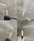 4 Pack High Pressure Washer Nozzle Kit For Washing Machines And AC Cleaning, Heavy Duty Hose Nozzle Set With Quick Connect, Mini Split Cleaner Sprayers For Deep Clean, Pro Grade Performance And No Fuss Install. Brass nozzle spraying water