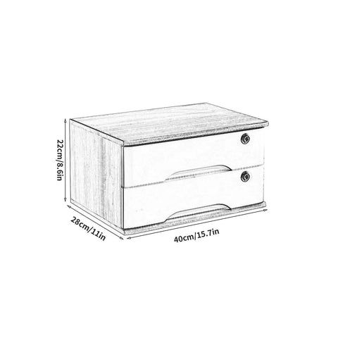 Solid Wood 4-Tier Desk Storage Box With Lockable Drawers, dimensions 40x28x22cm, stylish and functional space saver.