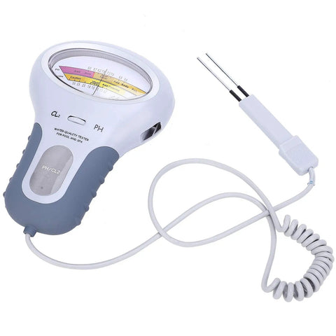2 In 1 Water Tester For Pools And Spas Handheld CL2 Level Meter With Probe Portable Water Quality Analyzer displayed with probe