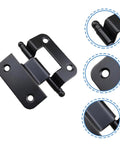 Outanaya black cabinet door hinge with mounting plate for kitchen cabinets (front view)