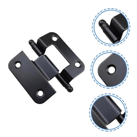 Outanaya black cabinet door hinge with mounting plate for kitchen cabinets (front view)