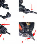 Beefed Up Heavy Duty Steel RC Front And Rear Axle Shafts CVD Drive Shaft Upgrade shown in close-up for installation on Axial SCX6