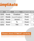 Compatibility chart for Front Wheel Hub Bearing Assembly For Acura TL TSX 2009 2014 And Honda Accord 2008 2012 Crosstour 2010 2012