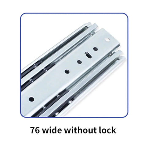Rugged Heavy Duty Beefy Drawer Slides With Concealed Bottom Mounted Rails For Smooth Quiet Operation And Durable Cabinet Drawer Performance For Everyday Use, 76 wide without lock
