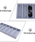 Clean Setup Six Slot Black Sunglasses Display Holder And Jewelry Organizer Box with solid build and scratch-free tray.