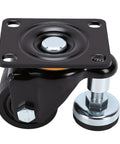 Heavy Duty Leveling Casters With 2.5 Inch Wheels, Shop Ready Plate Mount Rollers with durable swivel glide for heavy tools.