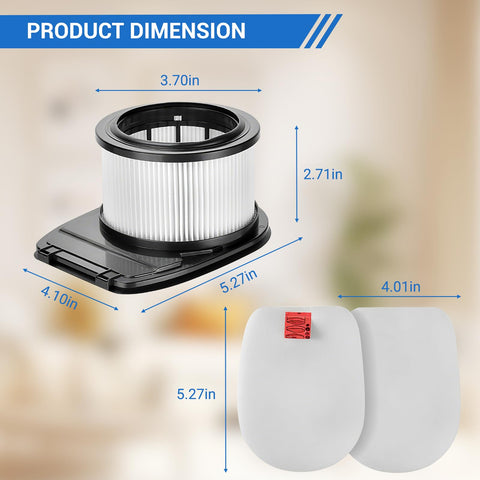 Dimensions of Two Pack HEPA Filters And Four Pack Foam And Felt Replacement Filters Kit for Vertex Pro Lightweight Cordless Stick Vacuum