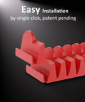 Close-up of red Magnetic Modular Wrench Organizer Set for Tool Drawers showing individual slots and easy installation feature.