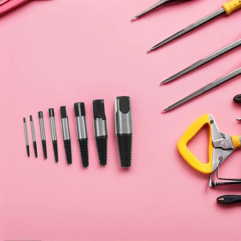 Rocksolid 8 Piece Steel Screw Extractor Kit And Nut Remover Tool Set For Stripped Bolts Broken Screws Hex Bits And Furniture Fixes That Totally Save Your Bacon On Any Plumbing Or Garage Job Today, 8 steel extractors