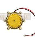 F50 Micro Hydro DC Water Flow Generator 80V Hydroelectric Turbine Pump in yellow, compact design for off grid power setup.