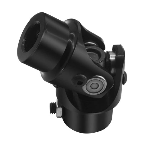Heavy Duty Steering Shaft Universal Joint Coupling With Eleven Sixteenths Inch Spline And Thirty Six Spline To Three Quarters Inch DD End Black Metal U Joint Replacement For Easy Direct Swap, black metal steering U joint