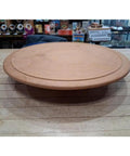 12 Inch Hand Turned Solid Wood Lazy Susan Serving Tray With Raised Rim For Kitchen Countertop And Dining Table on display