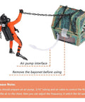 Live Action Undersea Treasure Chest Aquarium Ornament With Diver Air Bubbler For Aerating Your Fish Tank Durable Orange Resin Decoration with frogman and treasure chest detail.