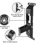 Detailed view of Heavy Duty Kickass Door Hinge Steps For Jeep Wrangler Jk Jku with serrated grip and built-in bottle opener.