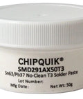 Surface Mount Solder Paste 50g Jar T3 Sn63 Pb37 No Clean For Easy SMD Soldering, Model SMD291AX50T3 label view