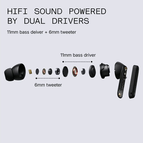 Buds Pro 2 Wireless Earbuds With Smart Dial 50dB Adaptive Hybrid Noise Cancelling Bluetooth 5.3 11mm Bass Driver LDAC 6 Hi Res Mics 43 Hours Playtime Fast Charging Case Dark Gray