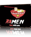 Ramen Love Dope Vintage Rustic Metal Tin Sign 8x12 Inch Wall Art with ramen bowl graphic and text, pre-drilled holes