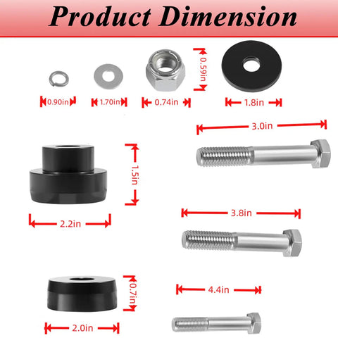 Dimensions of CNC Billet Aluminum Body Mount Bushings Kit For Camaro Nova Chevy II 1968 1981 Eliminate Chassis Flex