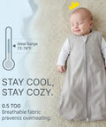 Three Pack Baby Sleep Sack 0-6 Months Lightweight 0.5 Tog Wearable Blanket 100 Percent Organic Cotton GOTS Certified