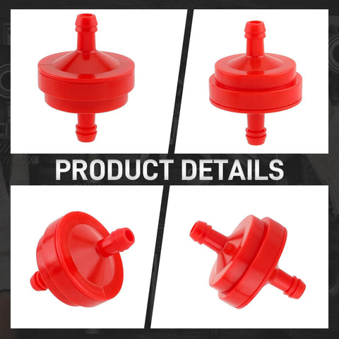 10 Pack Inline Gas Fuel Filters For Lawn Mower Quarter Inch ID 150 Micron Red Replacement Filters Fits John Deere AM107314