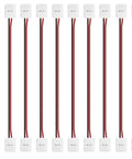 Pack of 10 Two Pin LED Strip Connector for 8mm Wide 3528 2835 Single Color Flex Strips Solderless Snap Down Wire to Strip Adapter Beefy 4A 0 to 24V Includes 5.9 Inch Lead Wire shown in a row