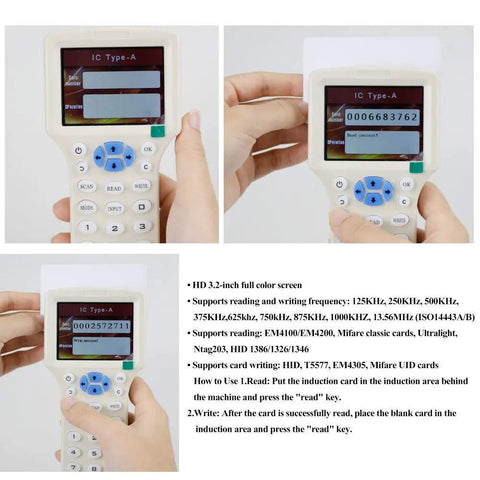 Handheld device reading 20 Pack Rewritable UID Smart Cards 13.56MHz RFID PVC Blank Cards For Door Access Control 1K S50 MF1 Mifare