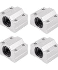 4 Pack SCS8UU Linear Bearing Blocks Featuring Rock Solid Pillow Mounts And Buttery Smooth Eight Millimeter Shaft Fit For Beast Mode Cnc Rig Builds. Silver aluminum block bearings.