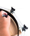 37 Inch Flexible Curve Template For Woodworking, Adjustable Segments in use on wood, showing scribing tool in action, black.