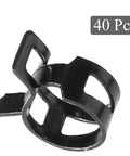 Black spring band hose clamp for small-diameter hoses, fits 6.5–7.2mm OD.